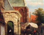科内利斯 斯普林格 : A View Of The South Entrance Of The St Pancras Church Enkhuizen